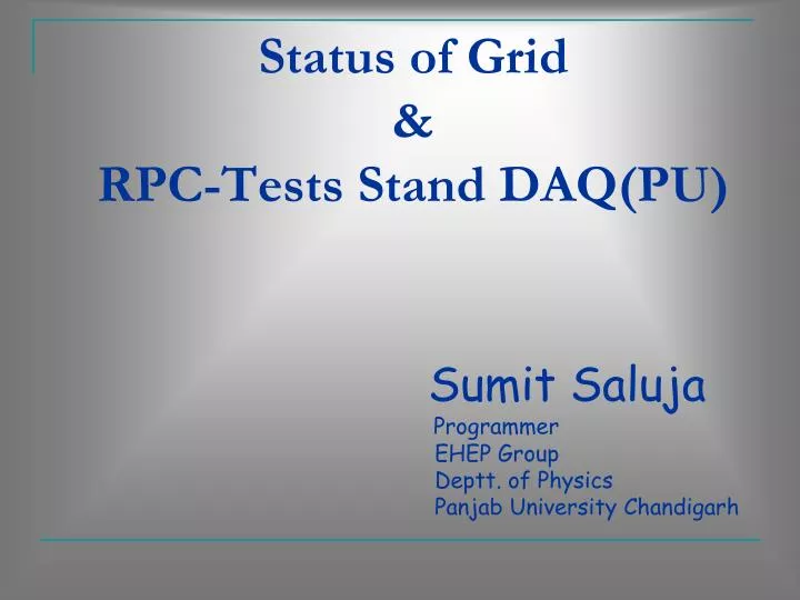 status of grid rpc tests stand daq pu