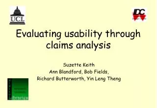 Evaluating usability through claims analysis