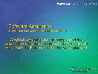 software assurance erweiterte software assurance services