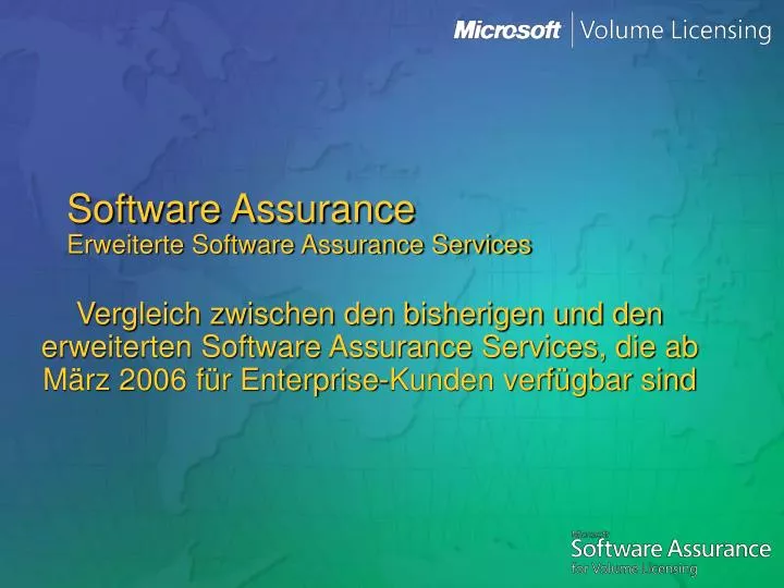 software assurance erweiterte software assurance services