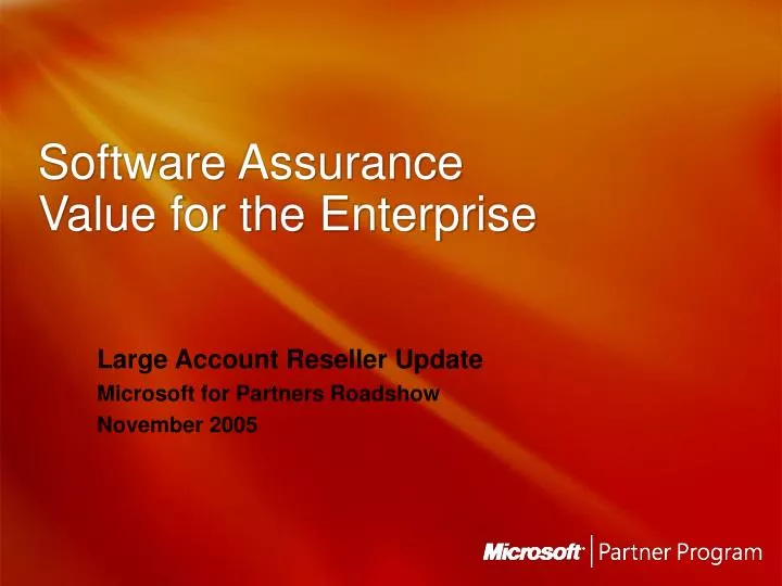 software assurance value for the enterprise