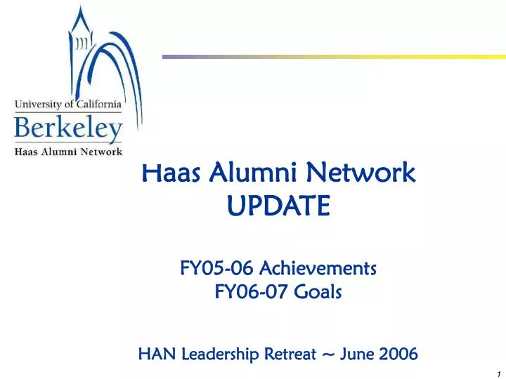 haas alumni network update fy05 06 achievements fy06 07 goals han leadership retreat june 2006