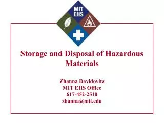 Storage of Hazardous Materials