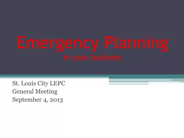 emergency planning in your business