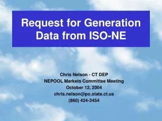 Request for Generation Data from ISO-NE