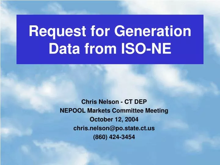 request for generation data from iso ne