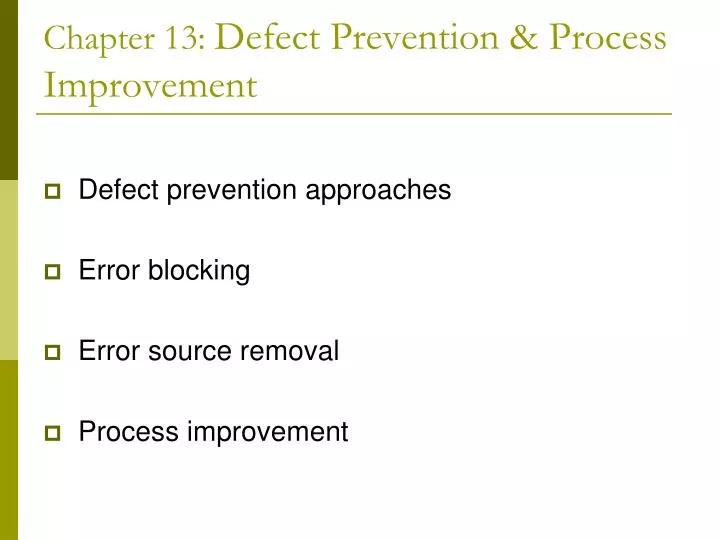 chapter 13 defect prevention process improvement