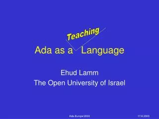 Ada as a Language