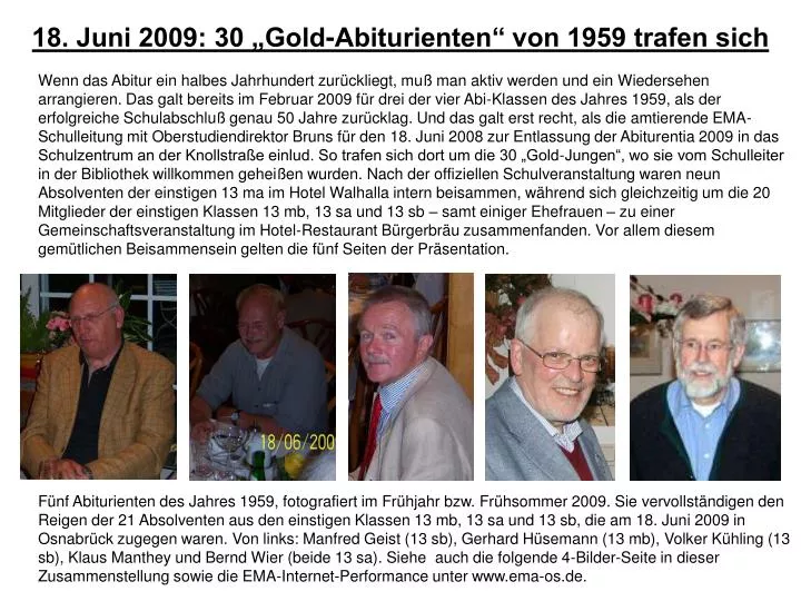 18 juni 2009 30 gold abiturienten von 1959 trafen sich