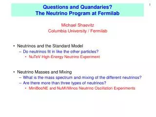 Questions and Quandaries? The Neutrino Program at Fermilab