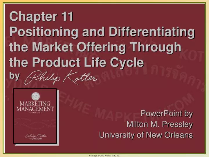 chapter 11 positioning and differentiating the market offering through the product life cycle by