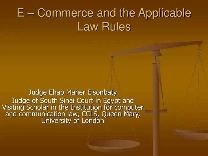 e commerce and the applicable law rules