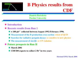B Physics results from CDF