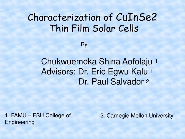 characterization of cuinse2 thin film solar cells