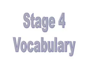 Stage 4 Vocabulary