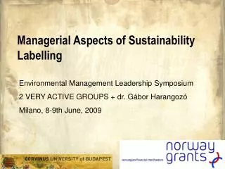 Managerial Aspects of Sustainability Labelling