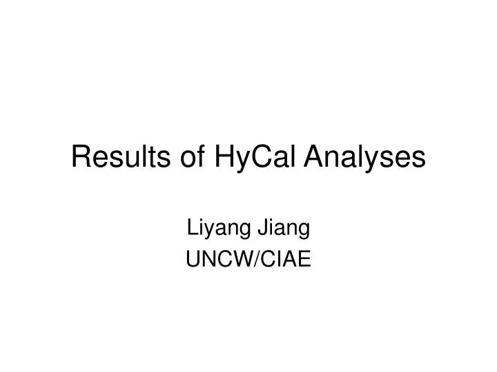 results of hycal analyses