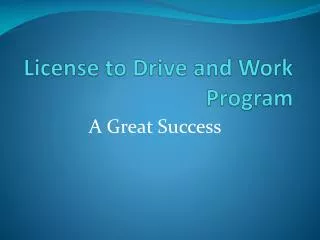 License to Drive and Work Program