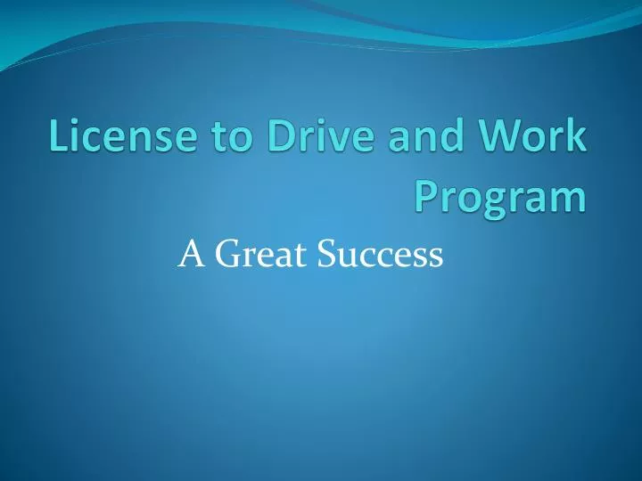license to drive and work program