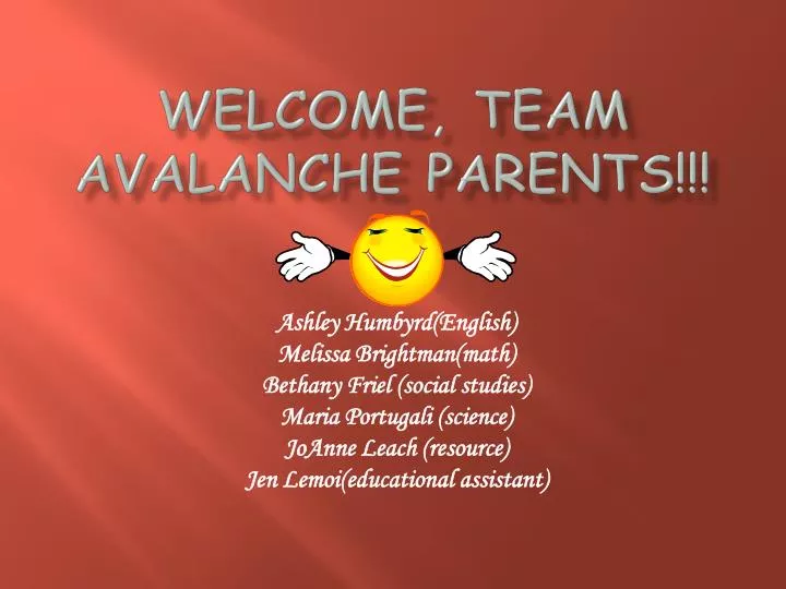 welcome team avalanche parents