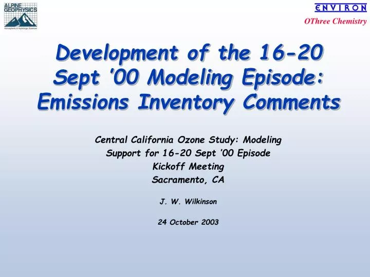 development of the 16 20 sept 00 modeling episode emissions inventory comments