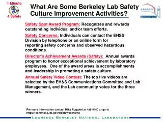 What Are Some Berkeley Lab Safety Culture Improvement Activities?