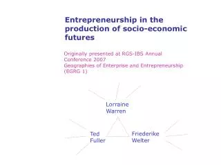 Entrepreneurship in the production of socio-economic futures
