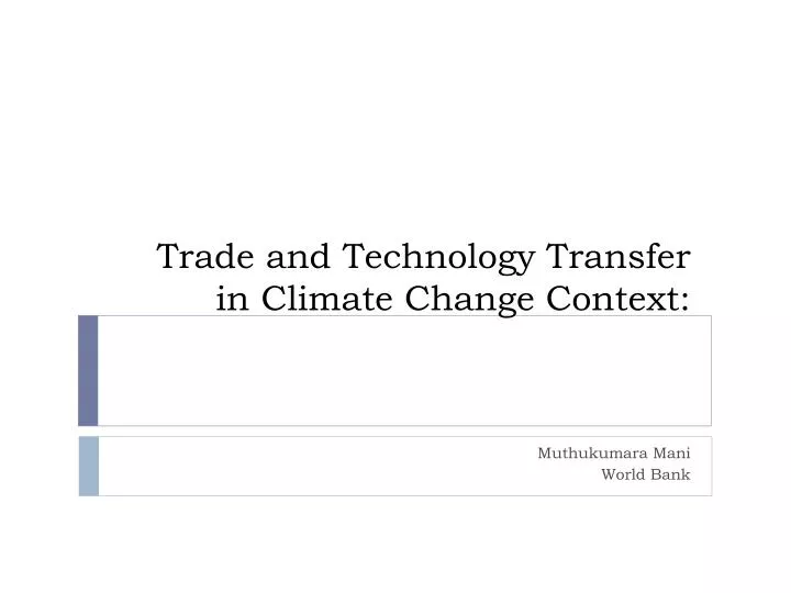 trade and technology transfer in climate change context