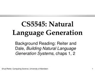 CS5545: Natural Language Generation