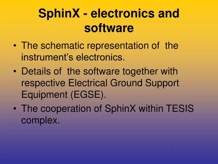 sphinx electronics and software