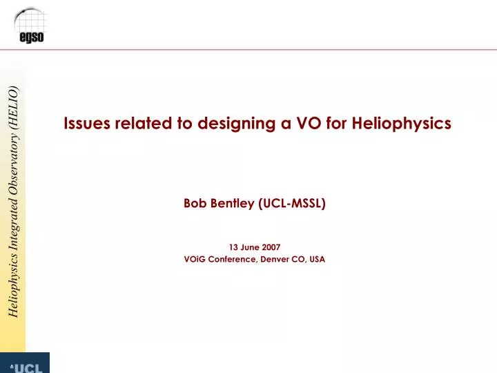 issues related to designing a vo for heliophysics