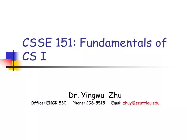 csse 151 fundamentals of cs i