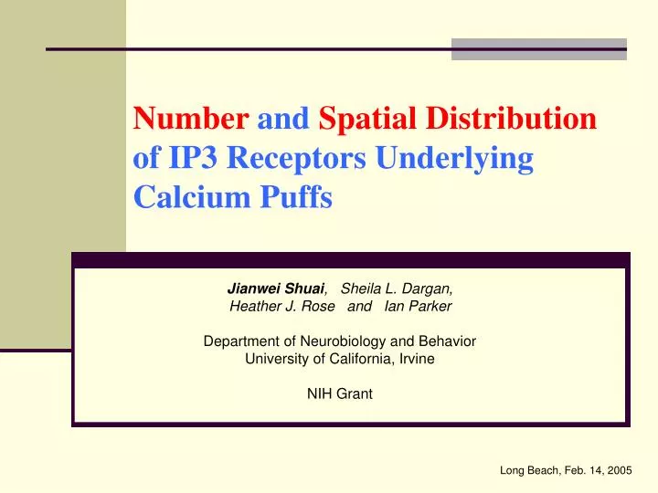 number and spatial distribution of ip3 receptors underlying calcium puffs