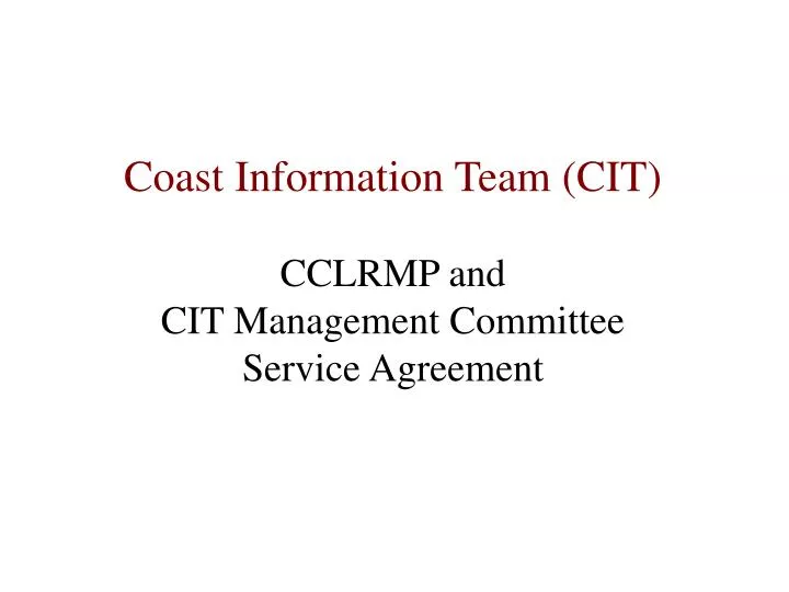 cclrmp and cit management committee service agreement