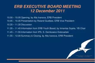 ERB EXECUTIVE BOARD MEETING 12 December 2011