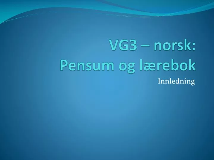 vg3 norsk pensum og l rebok