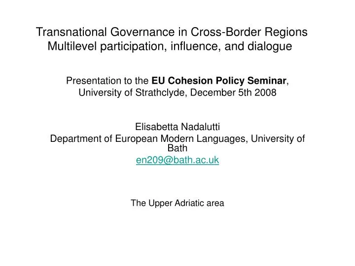 transnational governance in cross border regions multilevel participation influence and dialogue