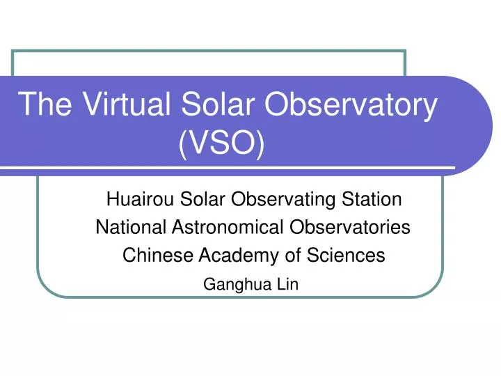 the virtual solar observatory vso