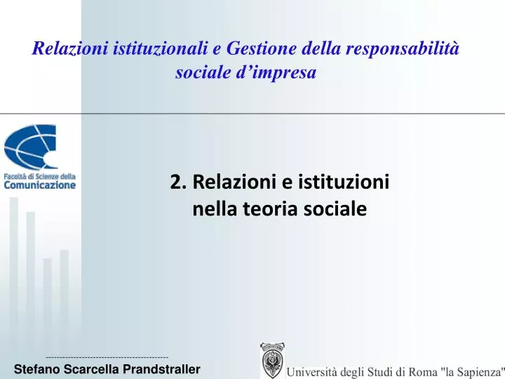 relazioni istituzionali e gestione della responsabilit sociale d impresa