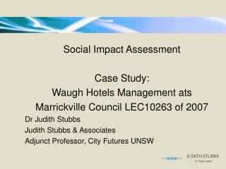 Social Impact Assessment Case Study: Waugh Hotels Management ats