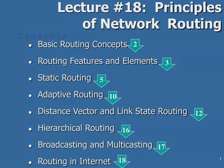 lecture 18 principles of network routing