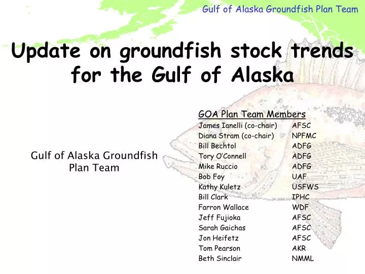 update on groundfish stock trends for the gulf of alaska