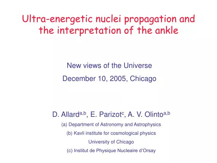 ultra energetic nuclei propagation and the interpretation of the ankle