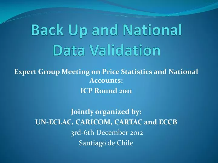 back up and national data validation