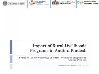 Impact of Rural Livelihoods Programs in Andhra Pradesh