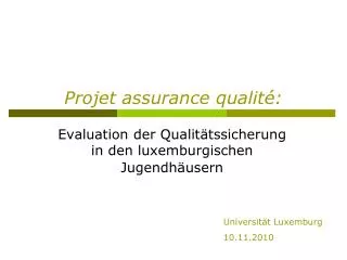 projet assurance qualit