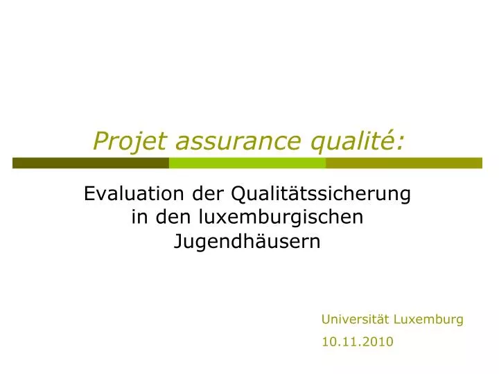 projet assurance qualit