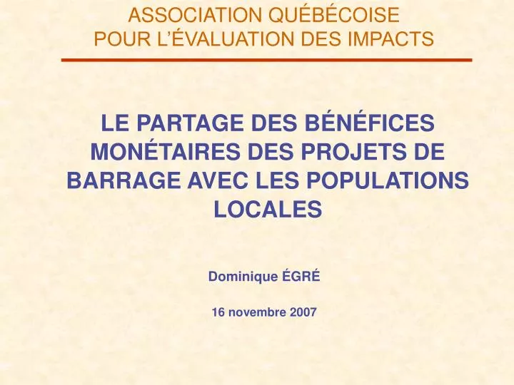 le partage des b n fices mon taires des projets de barrage avec les populations locales