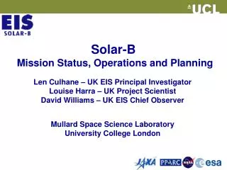 Solar-B Mission Status, Operations and Planning