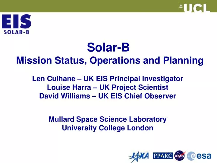 solar b mission status operations and planning